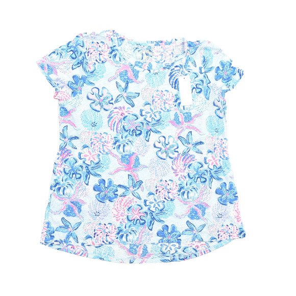 Lilly Pulitzer Women's Top Scoop Neck Blue Beach Comber Print Plus Size XXL New - Picture 1 of 8